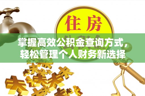 宿城掌握高效公积金查询方式，轻松管理个人财务新选择